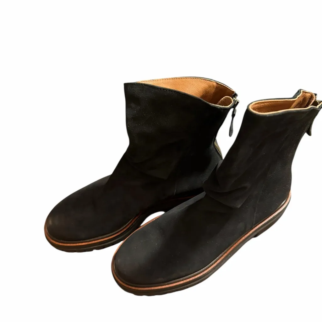 $500 NEW PAUL GREEN NOBU ZIP-UP BOOT BLACK NUBUCK SLOUCHY PLATFORM 8.5 (TC19) - Image 6