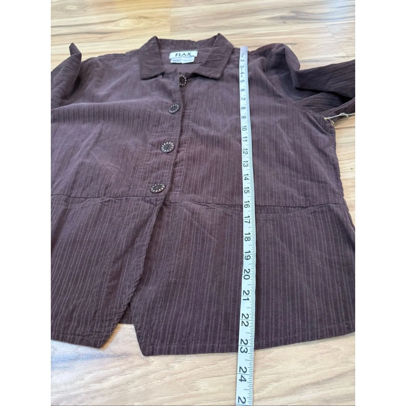 Flax Corduroy Button Up Blazer Jacket Womens Brown sz Small S - Image 5