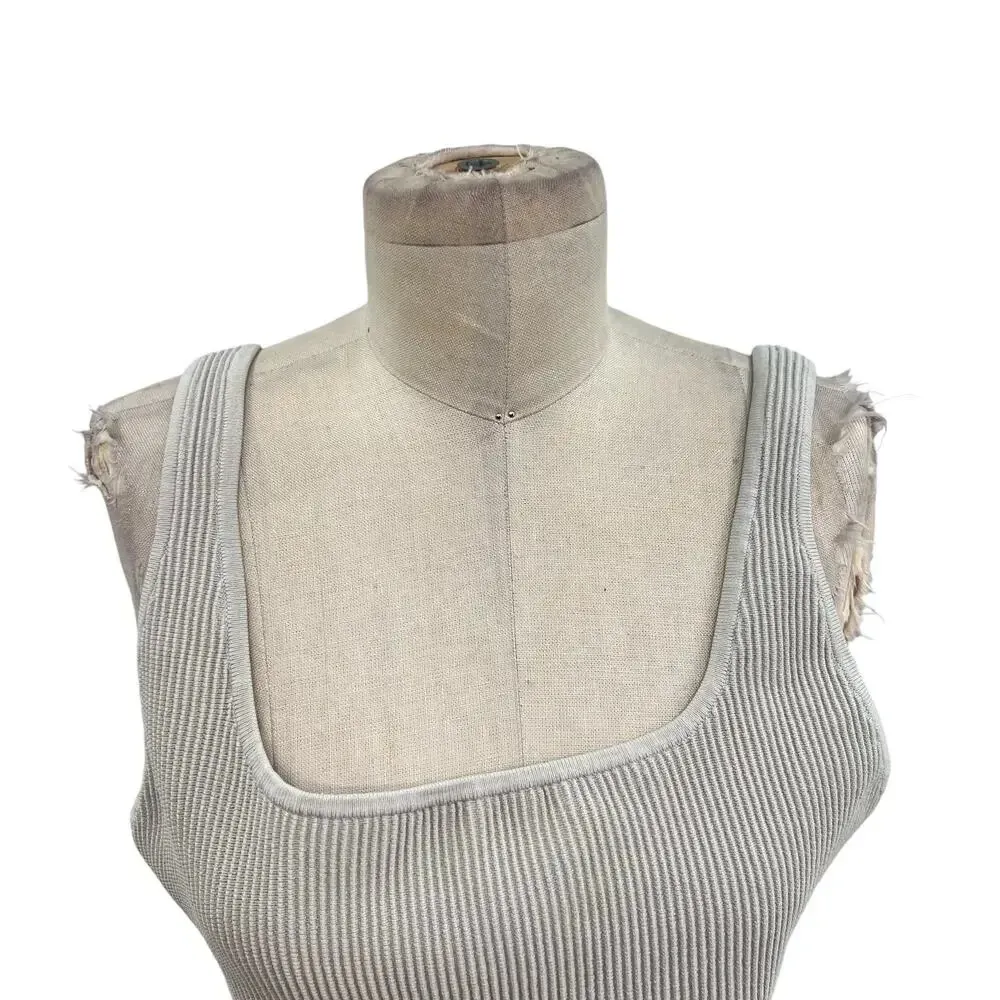 Aritzia Babaton Sculpt Knit Cropped Tank Top Squareneck‎ Gray Plus Size 1X - Image 2