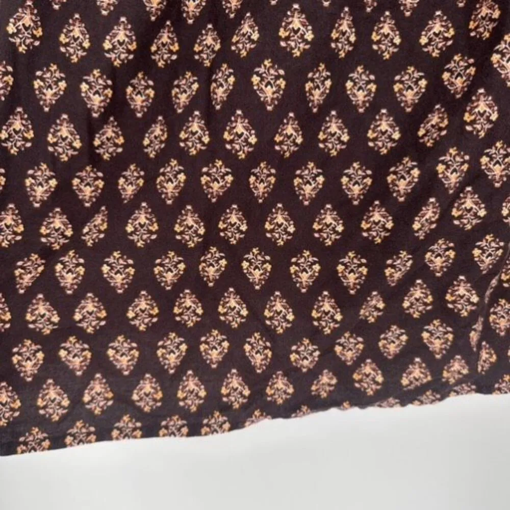 Old Navy Floral-Print Split-Neck Long-Sleeve Smocked Printed Poet Blouse Size XL - Image 9