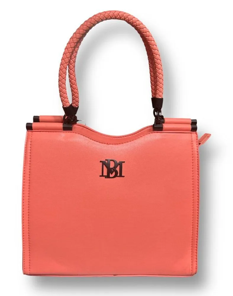 Badgley Mischka Coral Vegan Leather Crossbody Bag Braided Handle Zip Top NWT - Image 1