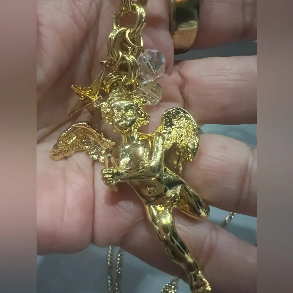 Kirk’s Folly 4 Pieces Watch, Gold Angel Key Chain, a Bangle, Eye Glass Necklace - Image 4