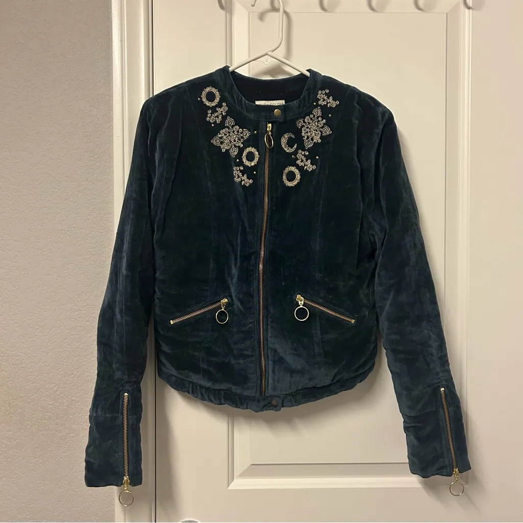 Laura Egloff Embellished Velvet Jacket MEDIUM Blue - Image 2