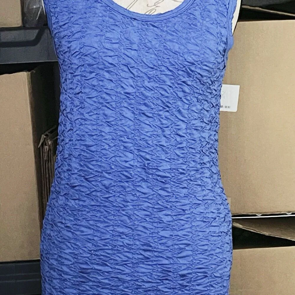 Cotton On Womens Dress Sz Medium Blue Sleeveless Ruched Bodycon Mini Y2K Club - Image 5