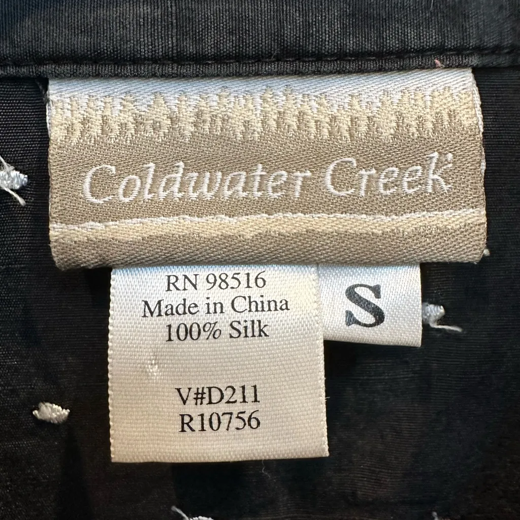 Vintage Coldwater Creek 100% Silk Black White Polka Dot Button-Up Blouse Size S - Image 6