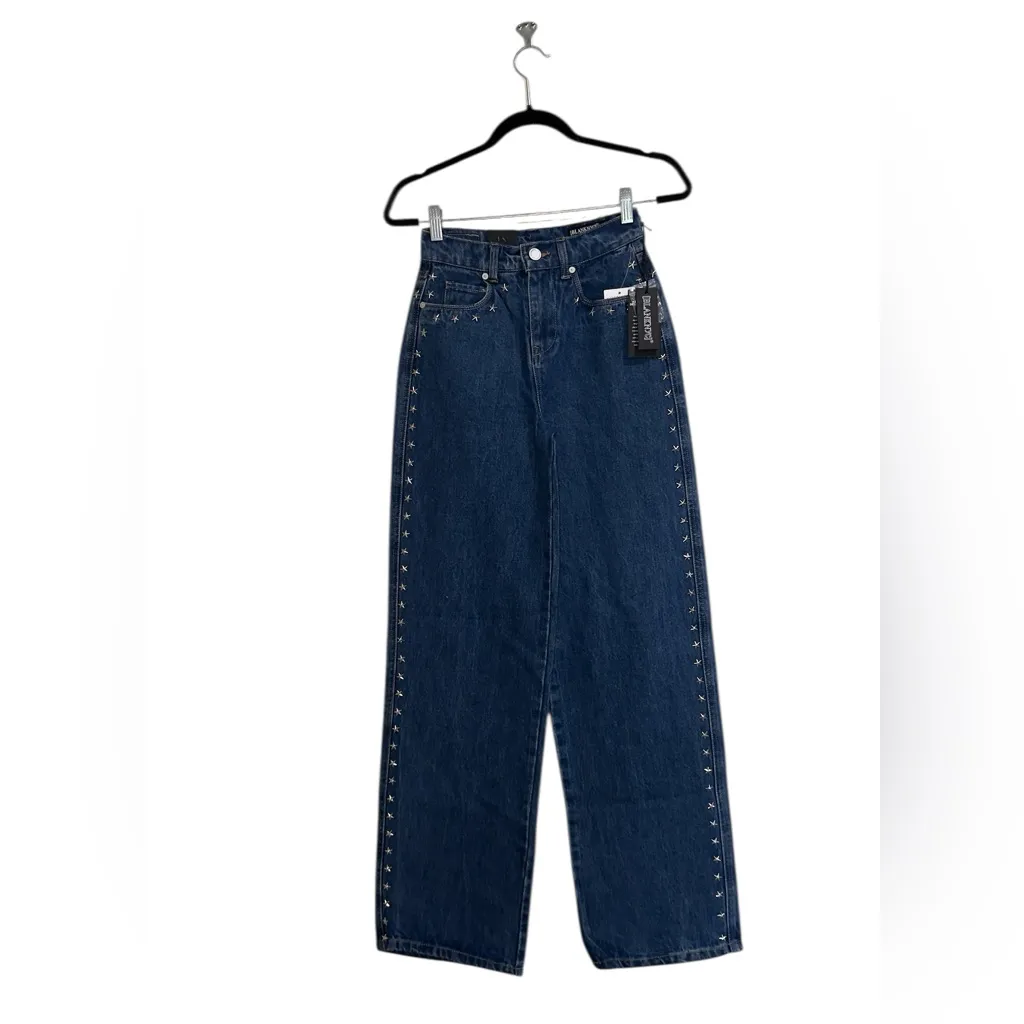 NWT BLANKNYC Franklin Star Studded Rib Cage High Waist Wide Leg Jeans  24 - Image 7