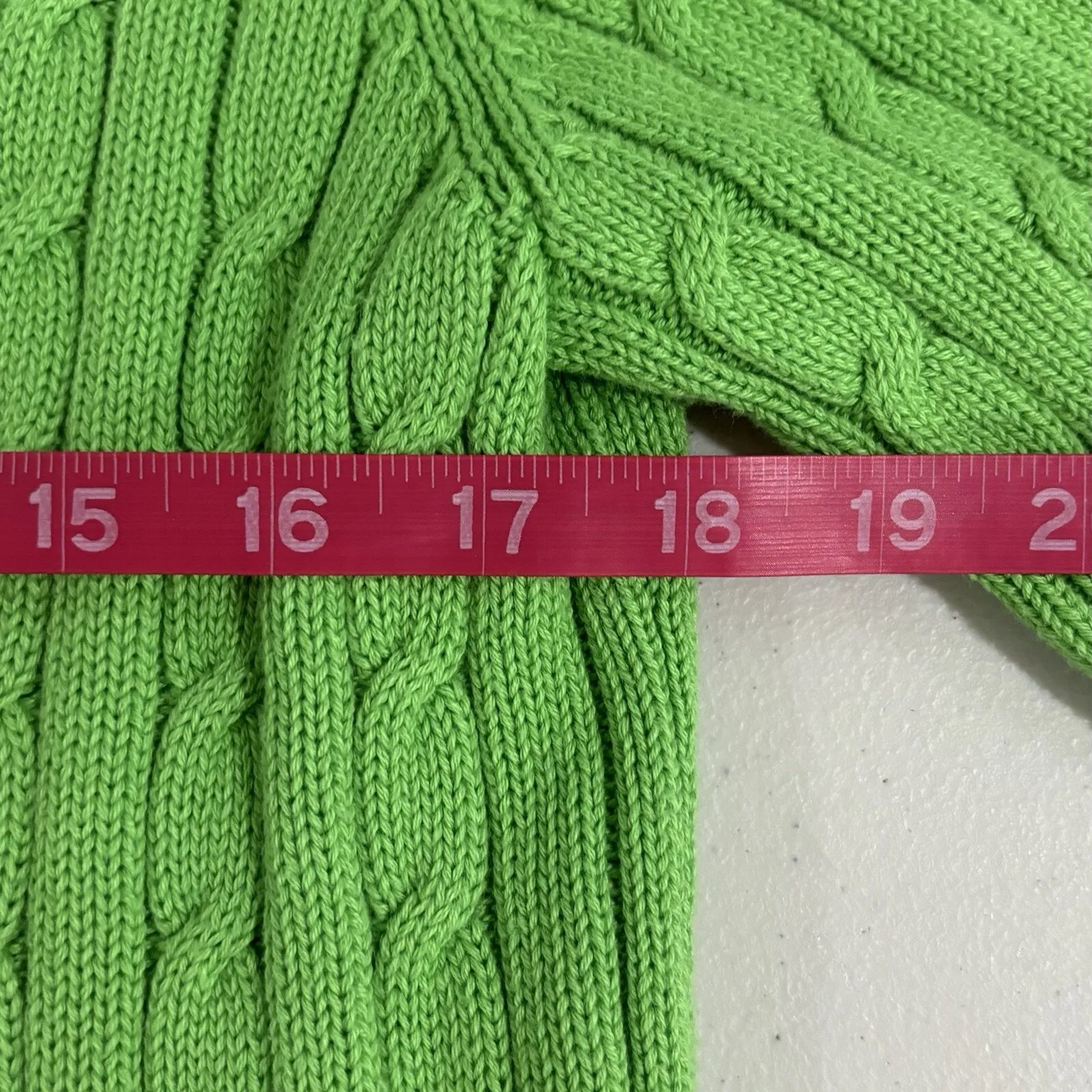 Talbots Lime‎ Green Short Sleeve Cable Knit Sweater Women's Size Large - Image 7