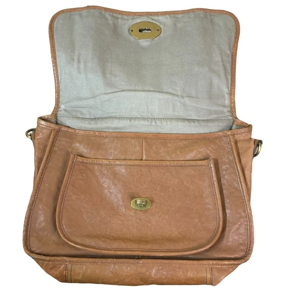 Fossil Vintage Reissue Light Brown Leather Messenger Bag‎ - Image 9