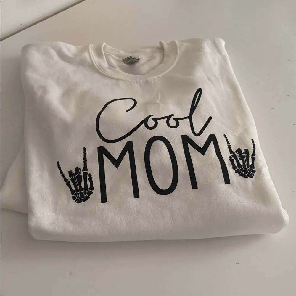 Gildan White 'Cool Mom' Crew Neck Sweater - Image 5