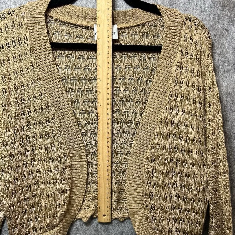 Caren Sport Sweater 2X Crochet‎ Shrug Cropped Cardigan Vintage 90s Y2K Brown Size undefined - Image 4