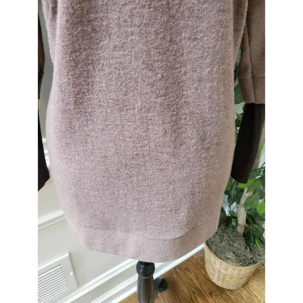 Brown Women's Cowl Neck Long Sleeve Pullover Casual Knit Sweater Size Medium - Image 3