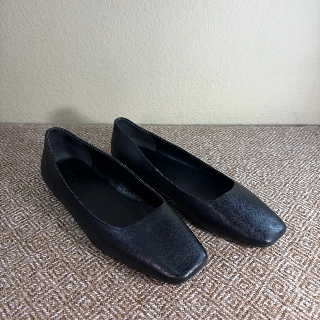 Vince Women’s Leah Black Leather Square Toe Sz 11M Euro 42 Career Minimalist EUC - Image 2