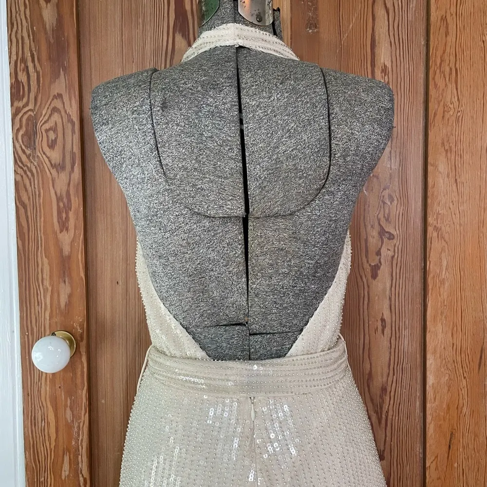 NWT Misha Collection Tia Halter Beaded Sequins Sparkly Plunging Neck Dress Sz 6 - Image 10