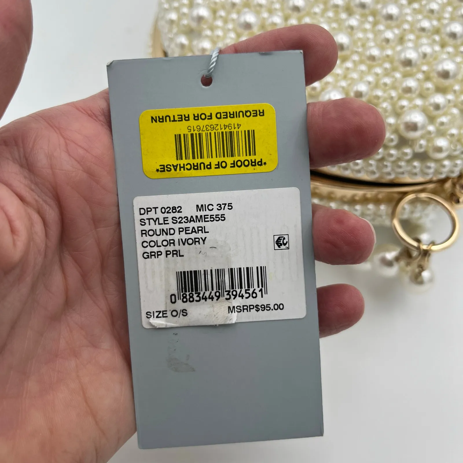 Antonio Melani Women's Round Pearl Formal Bag/Purse Hardcase Ivory. NEW - Image 9