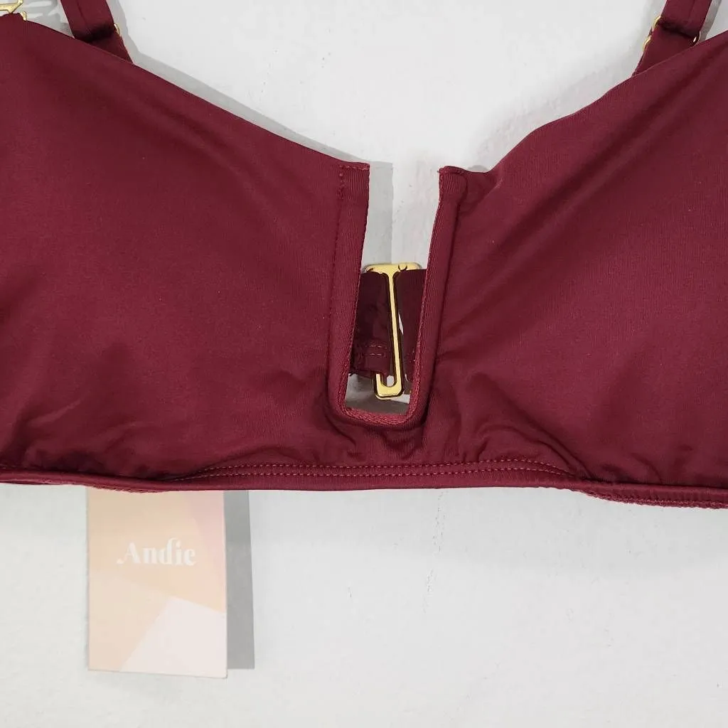 Andie Oxblood Bikini Top Wine Swim Top NWT Medium Burgundy Andie Swim Top - Image 2