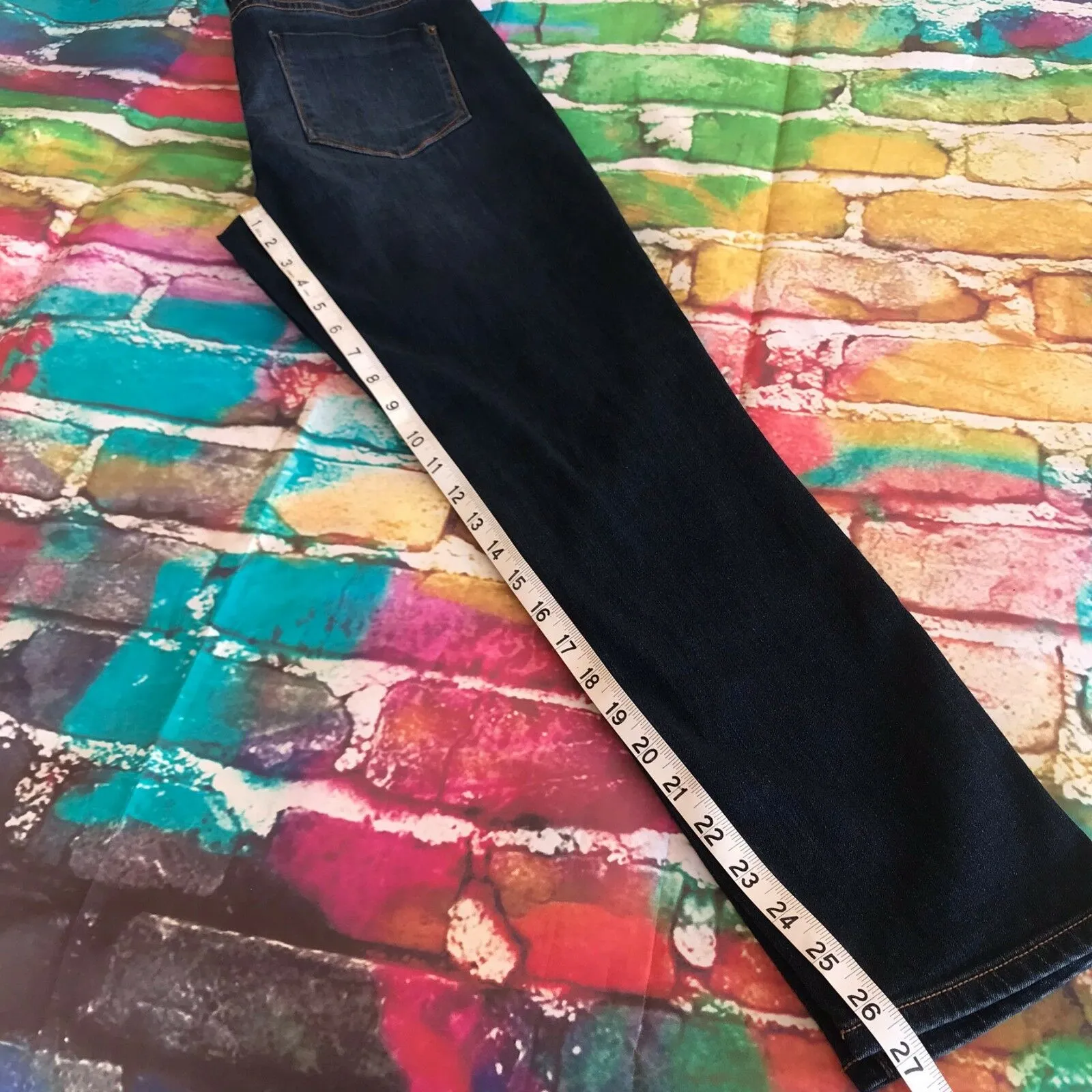 JustFab Womens Jeans Size 28 Just Fab Relaxed Slim Distressed Blue‎ Night Rider - Image 9