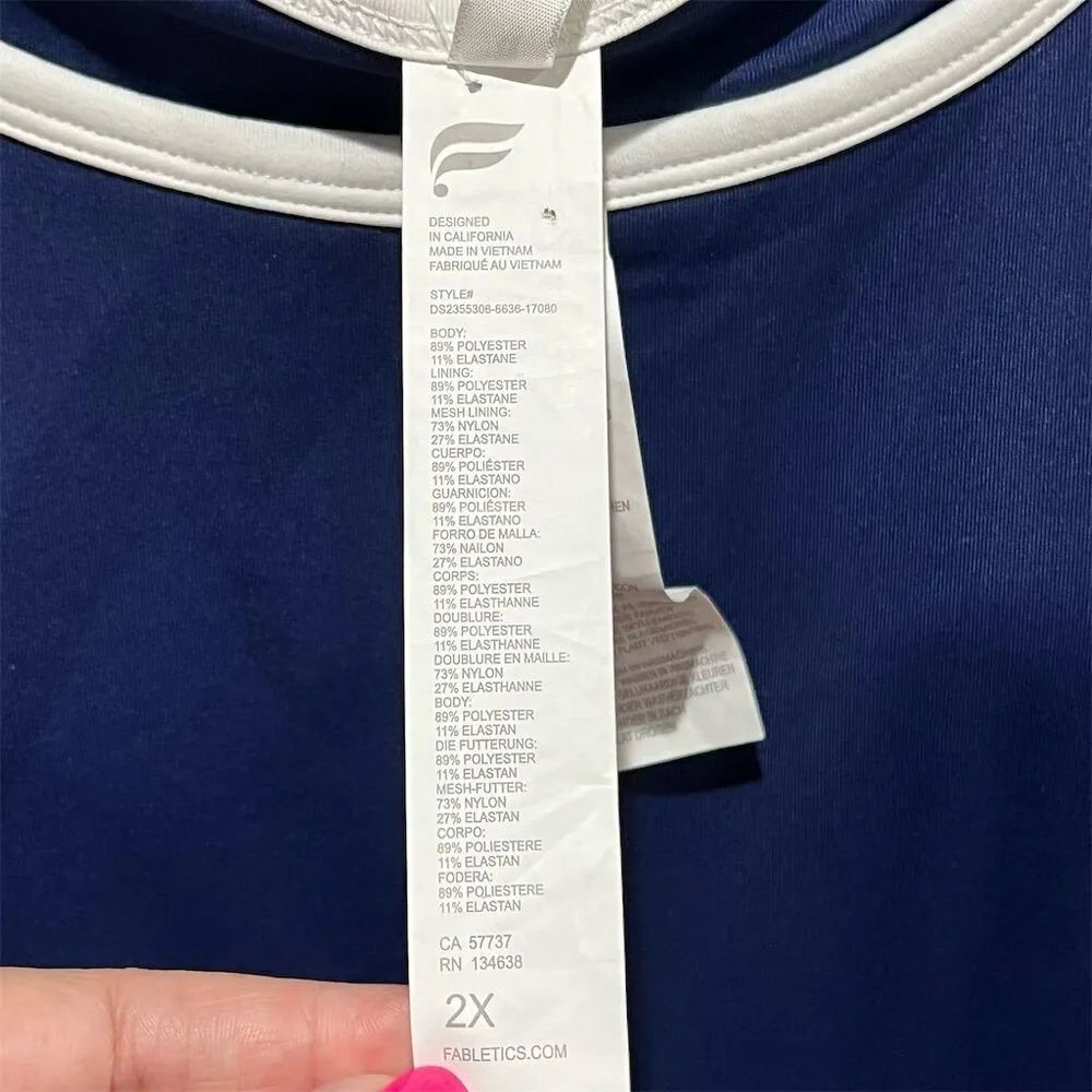 Fabletics Women's 2X Blue Sporty Sleeveless Short Dress w/ Built-In Shorts - Image 10