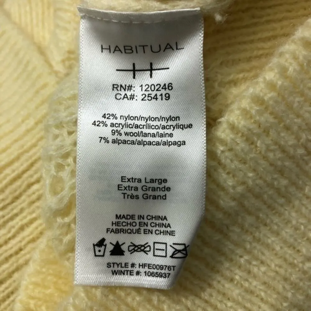 Habitual Ayla Long Sleeve Knit Yellow Sweater XL - Image 8