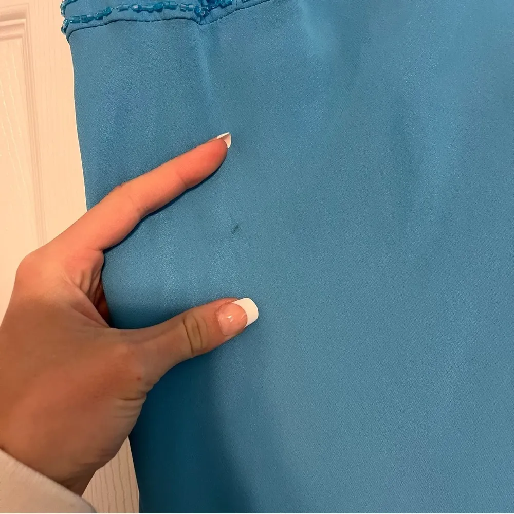 Faviana New York Blue Sparkly Y2K Midi Dress - Image 11