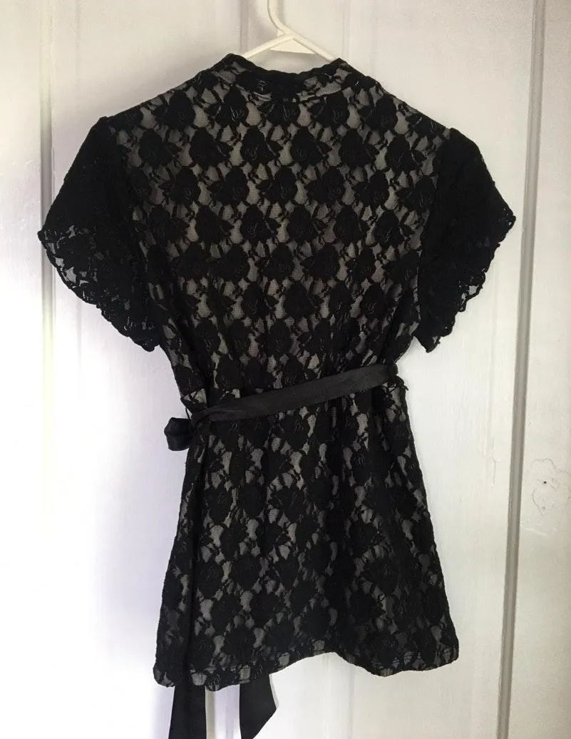 Fashion Bug Black Lace Fashion Blouse Size L - Image 3