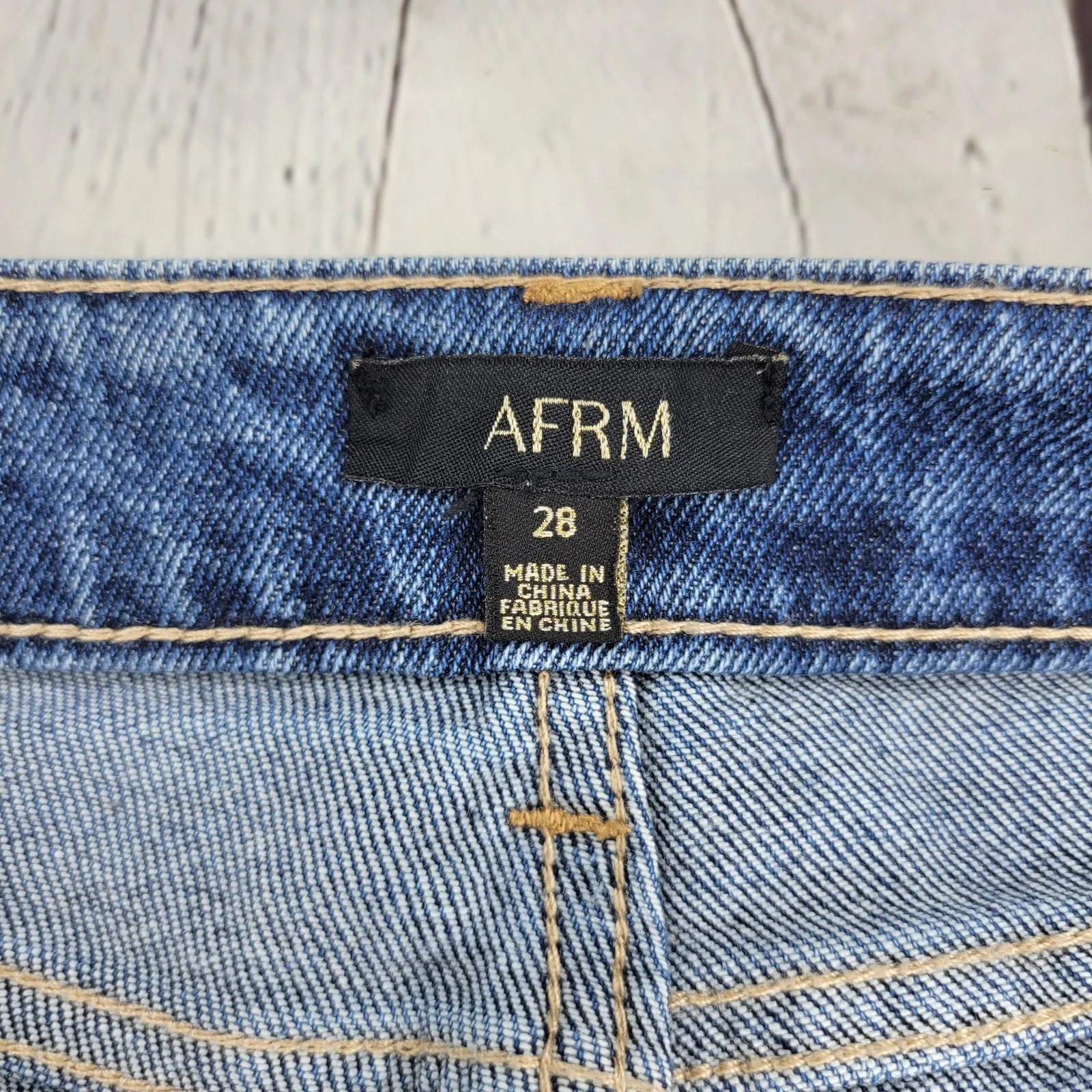 AFRM Womens Bell Bottom Jeans Size 28 Distressed High Rise Flare Denim Blue - Image 8