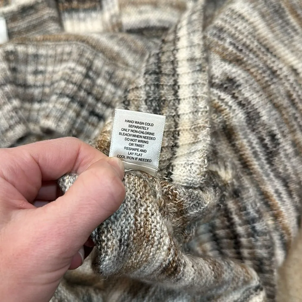 Leo & Nicole Multicolor Stripe Poncho V-Neck Cotton Wool Blend Women Size Large - Image 7