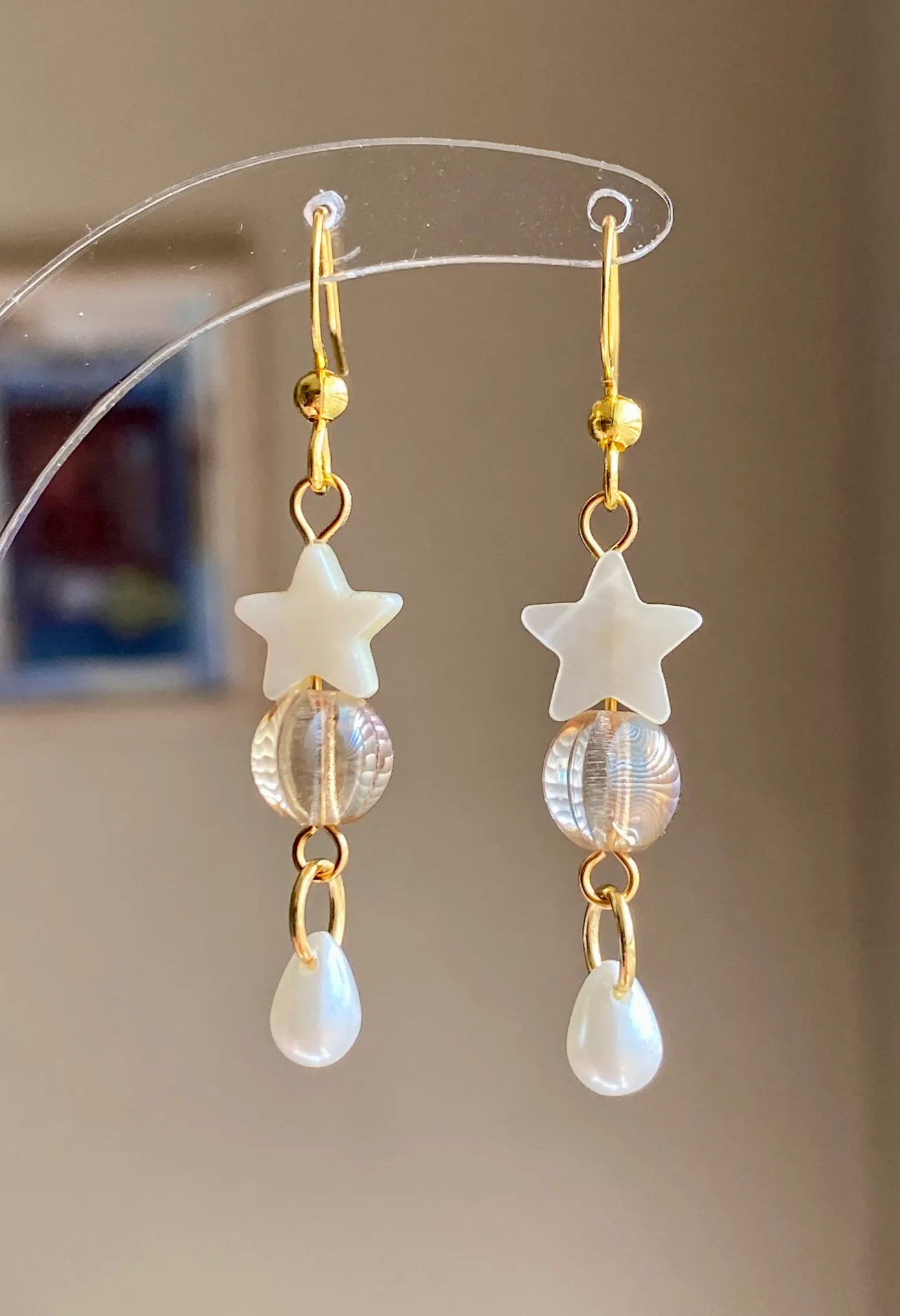 fairy whimsy star & teardrop  dangle earrings🩵🌟 - Image 3