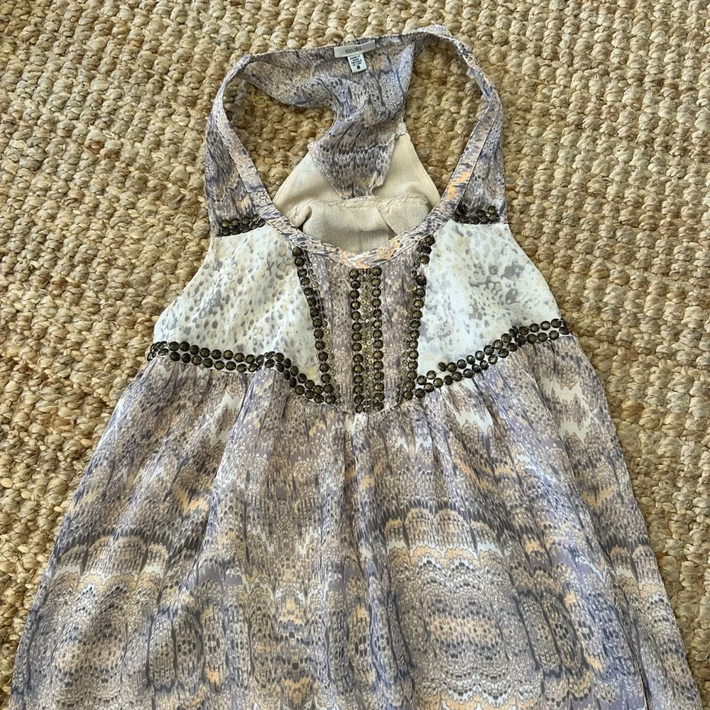 Urban Outfitters Ecoté Main Event Chiffon Embellished Tank Tan Womens S - Image 5