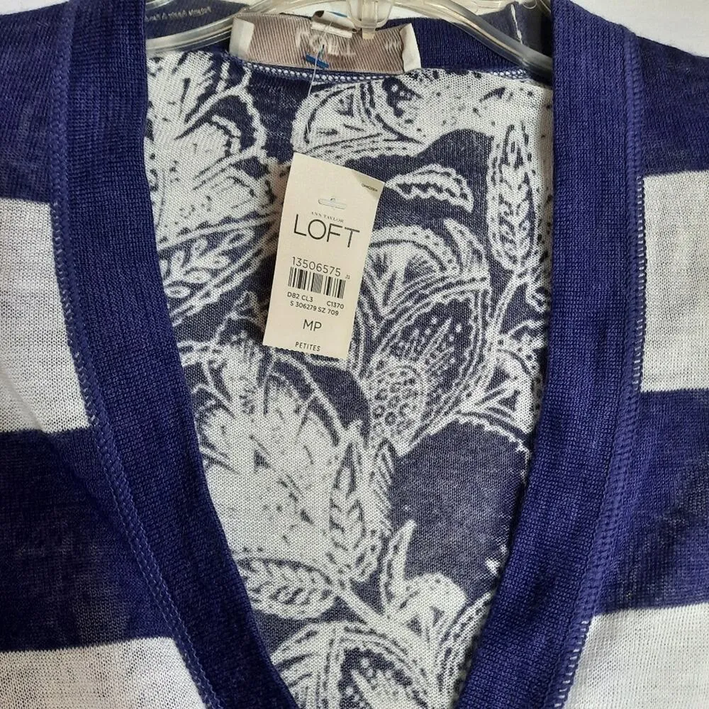 Ann Taylor Loft Cardigan Sweater Women's MP Purple Sheer Button Front Academia - Image 4