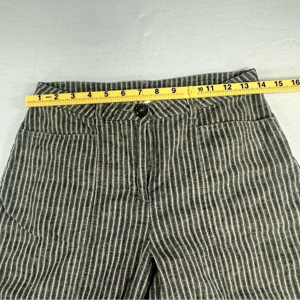 Sundance Linen Blend Pants Womens 2 Beige Black Striped Wide Leg Trousers - Image 9