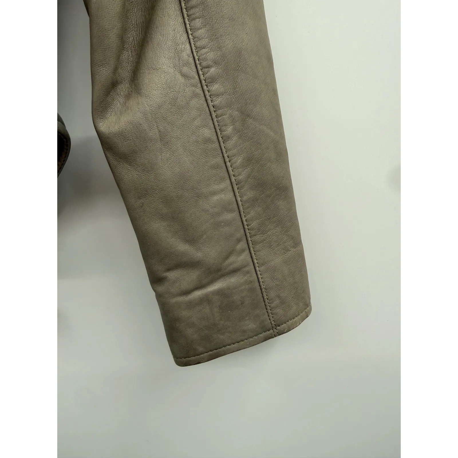 AllSaints Balfern Leather Biker Jacket Women's Size 0 Taupe Moto Fall Edgy - Image 12