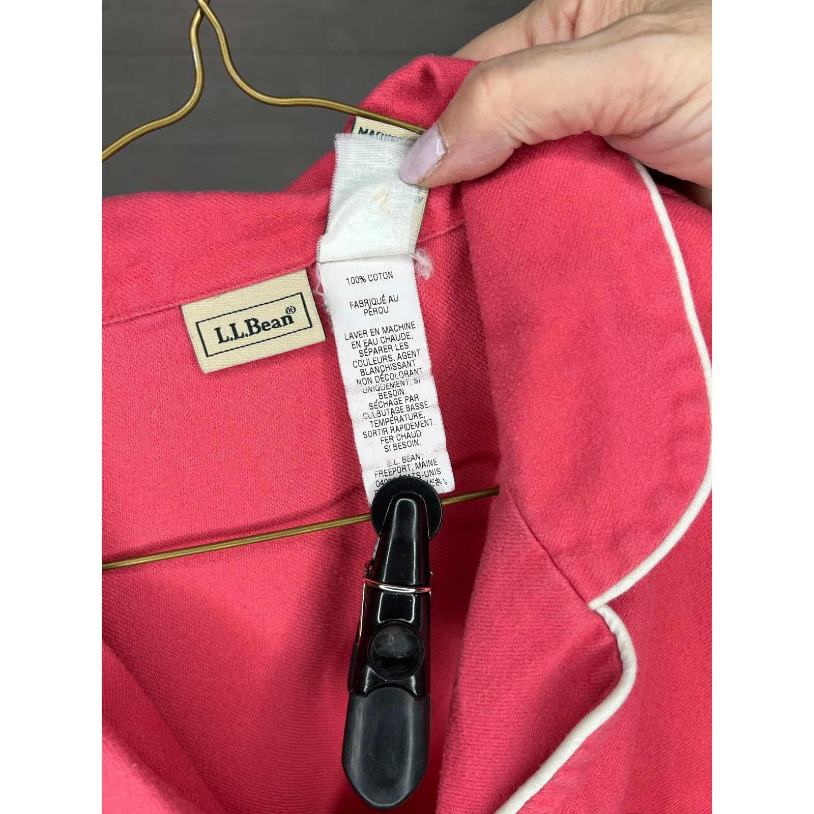 L.L. Bean VTG 90's pink flannel nightshirt Size Large Petite - Image 4