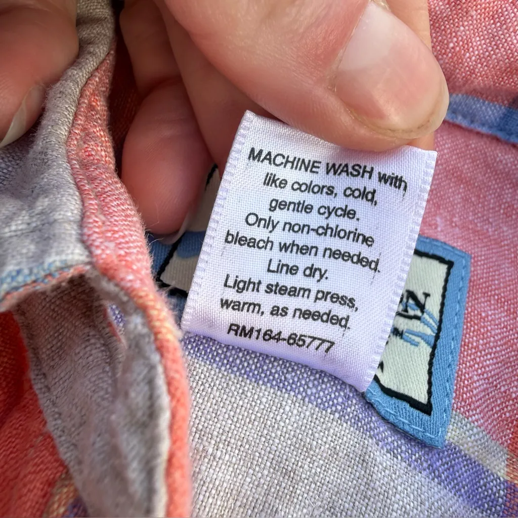 Pendleton Linen Plaid Button-Down Shirt - Coral and White - Image 6