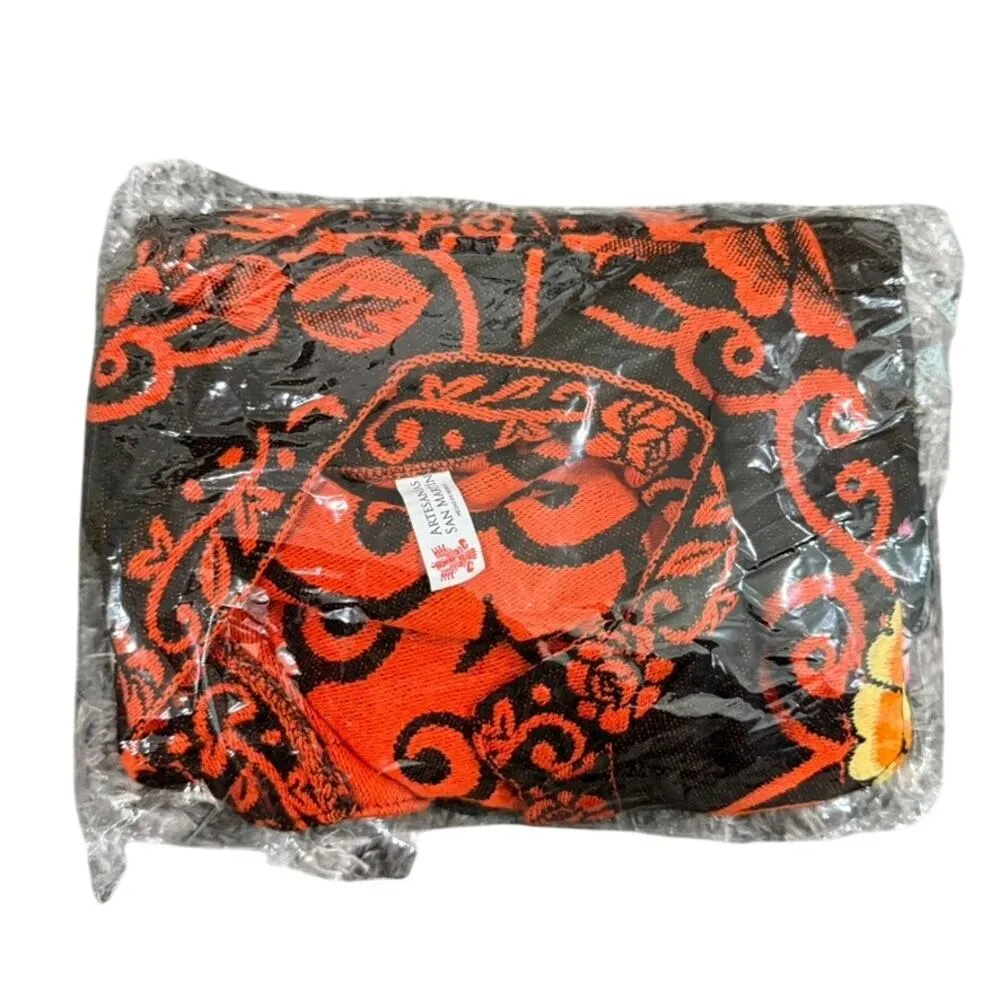 Artesanías San Martin Virgen de Guadalupe Embroidered Poncho in Multi, Size OS​ Black - Image 5