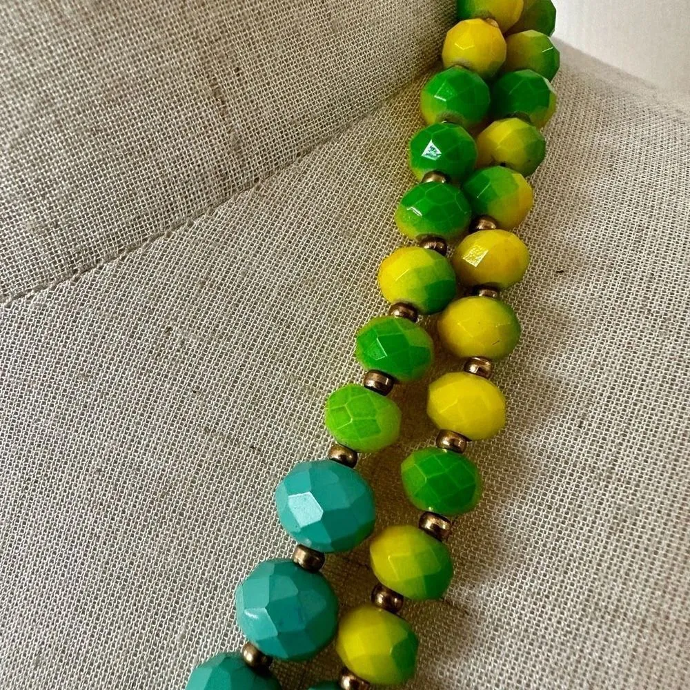 Amrita Singh blue, green and yellow double strand beaded necklace - Image 3