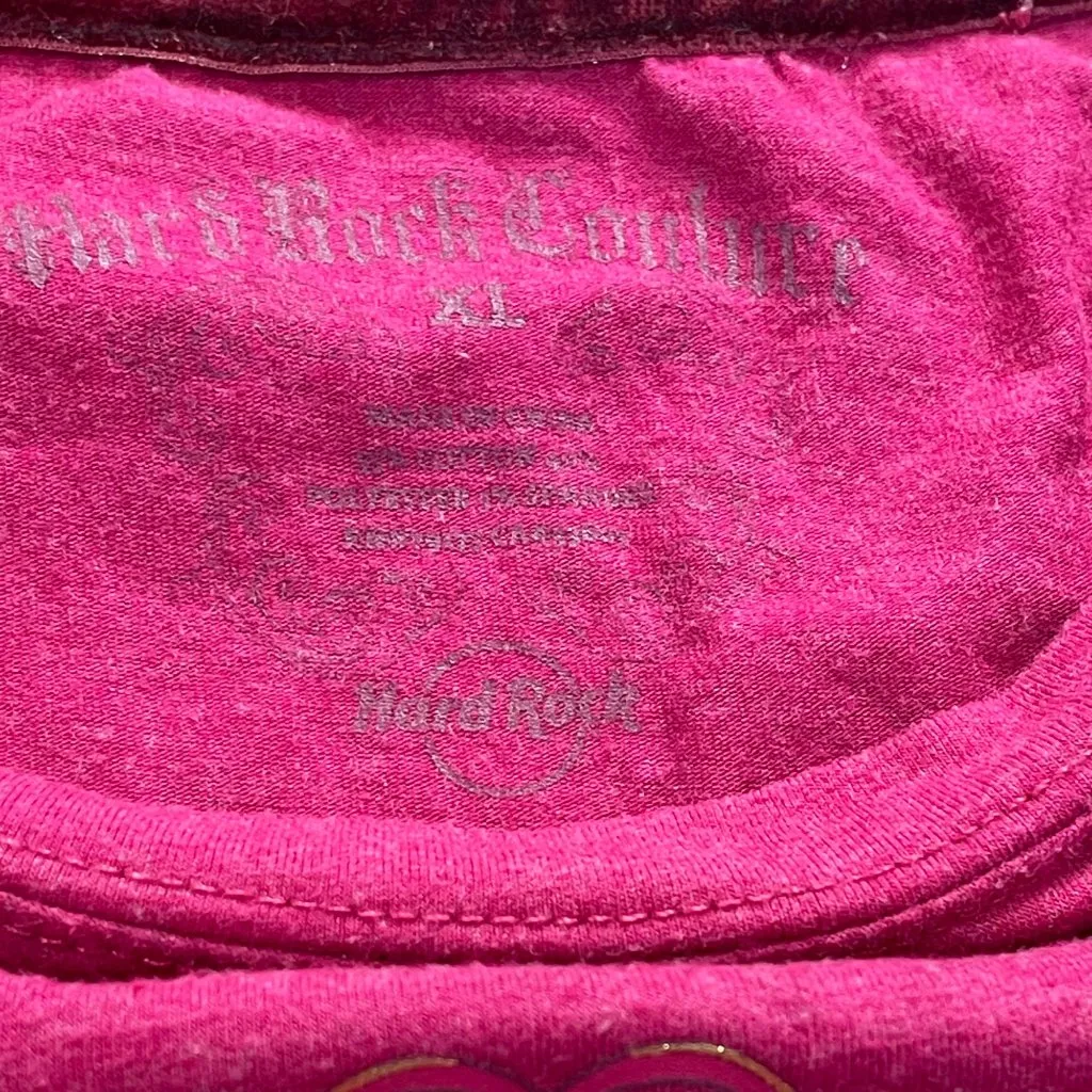 Hard Rock Couture Atlanta ‘Peace Love Rock’ Women's Size XL Graphic T-Shirt Pink - Image 9