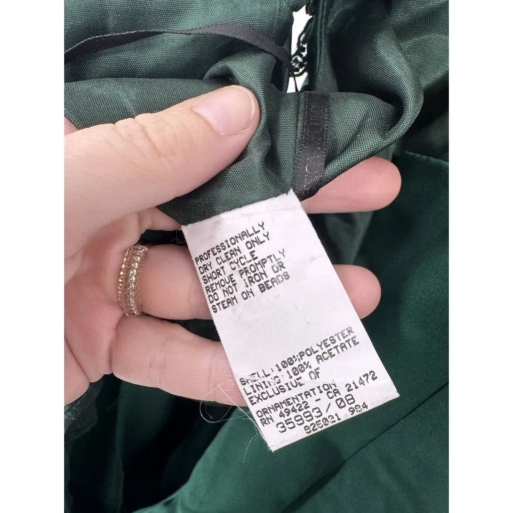 Jessica McClintock Gunne Sax Maxi Beaded Dress Gown Women 14 Green Formal‎ - Image 6