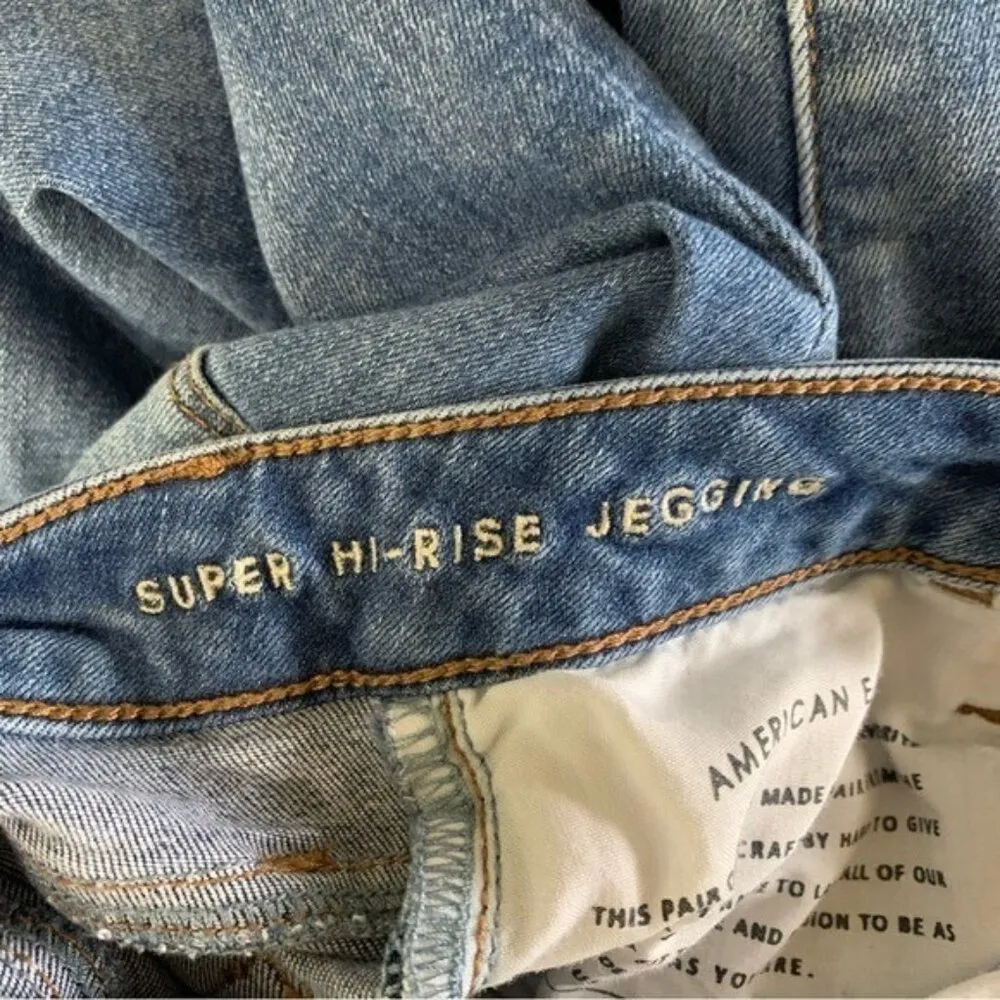 American Eagle Jeans 00 Skinny Distressed Blue Low Rise Y2K - Image 7