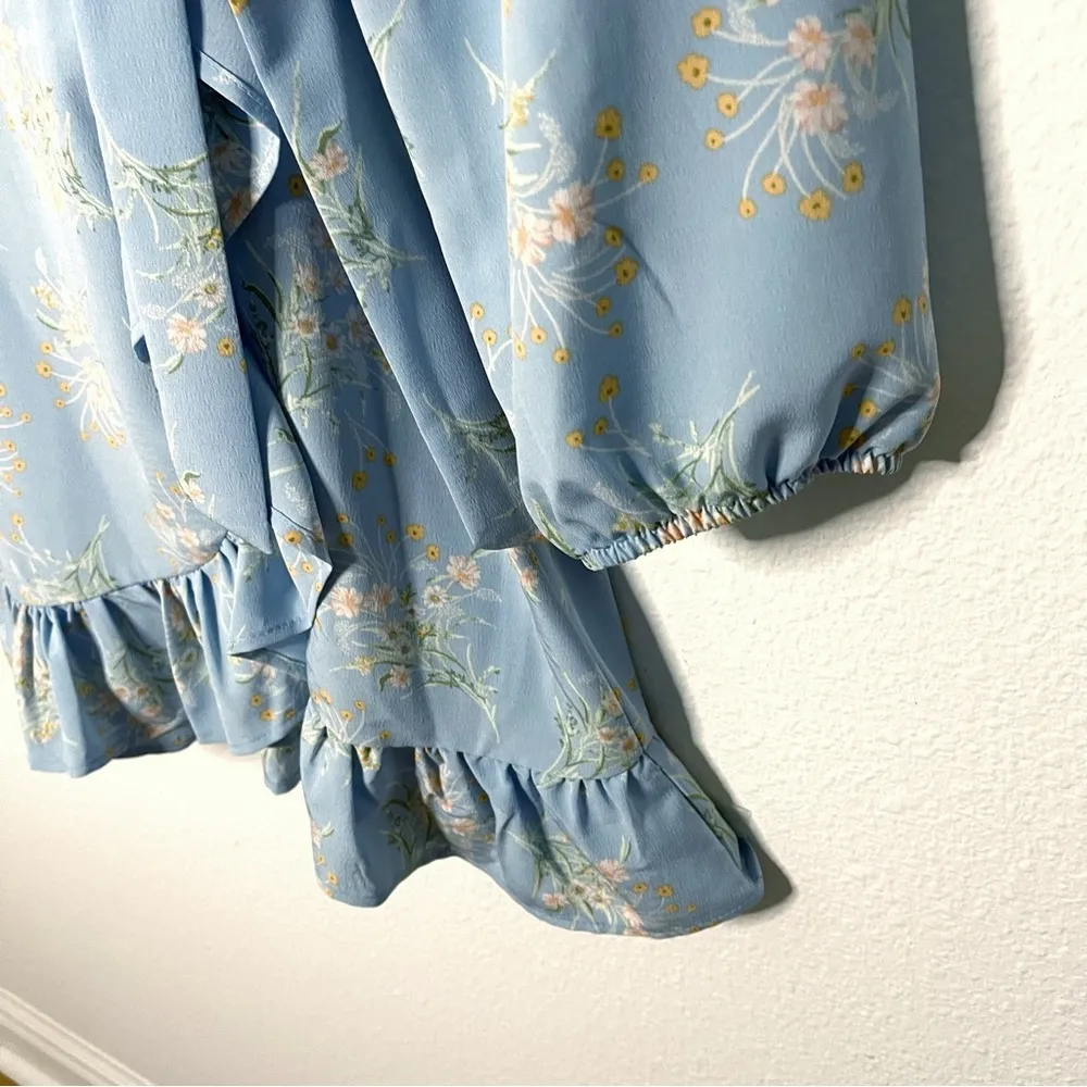 Lily Rose bustier ruffles wrapped floral blue mini dress size XS NWT - Image 5