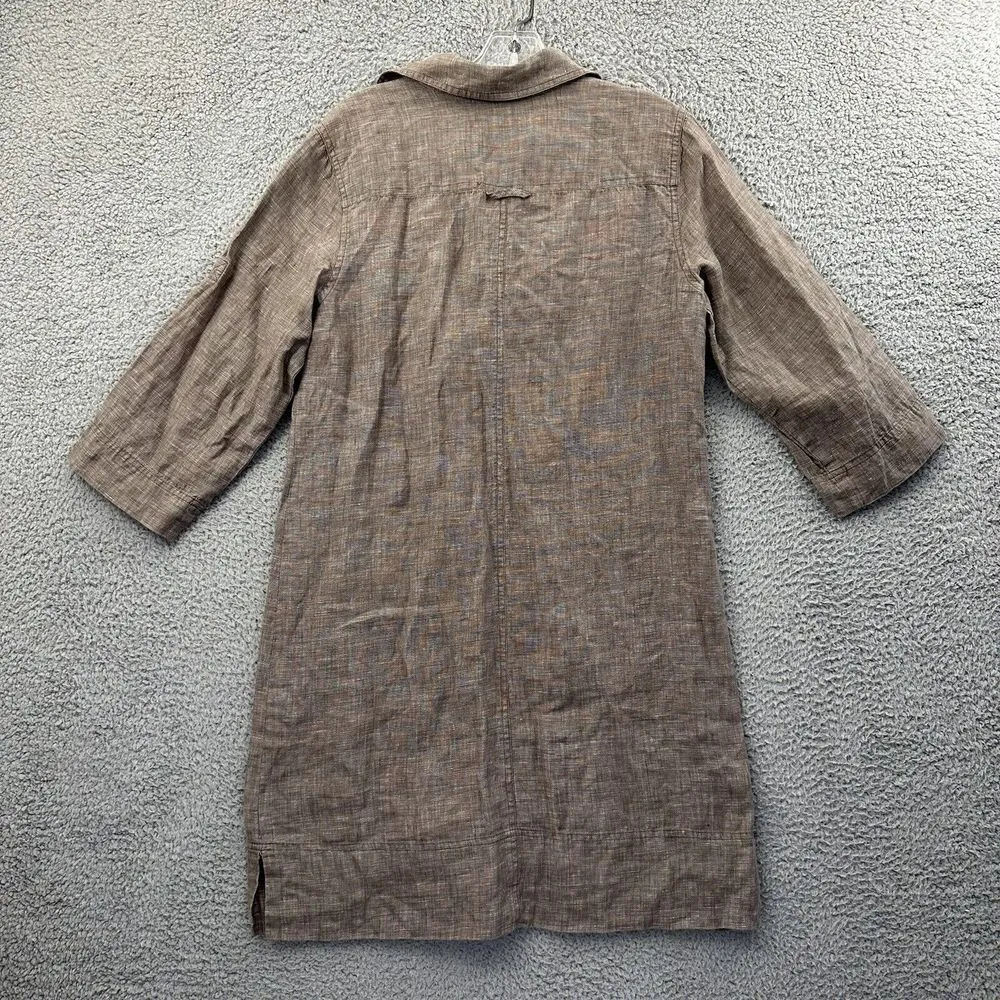 Tommy Bahama 100% Linen Dress Shirt Dress Beach Travel Lagenlook Coastal Women S - Image 2