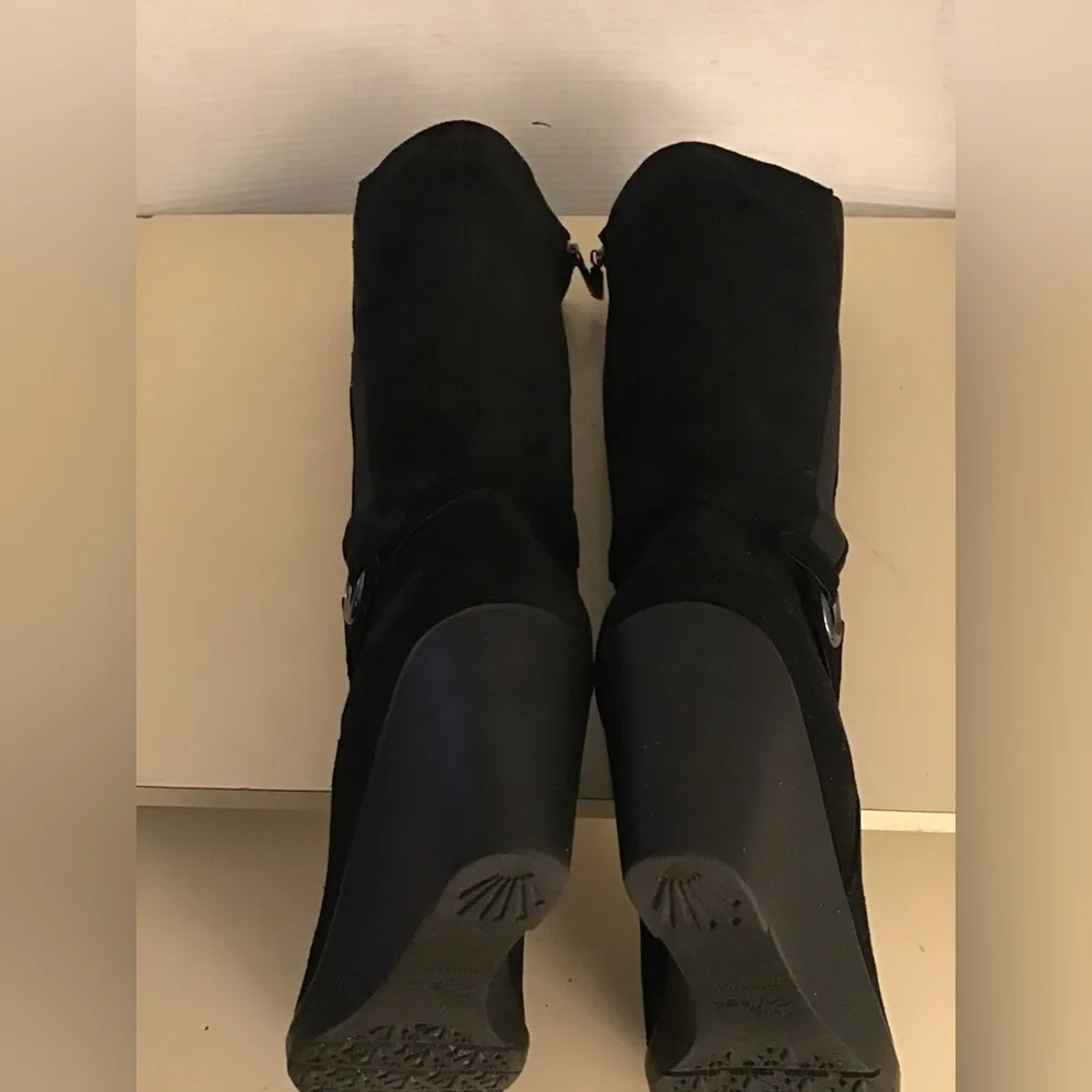 Aqua College women black suede waterproof tall knee high wedge boots Size 7.5 - Image 8