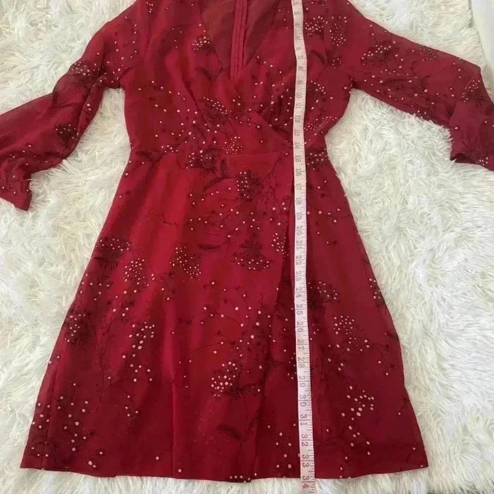 Madewell Red Wrap Floral Print Crepe Mini Dress sz 0 - Image 10