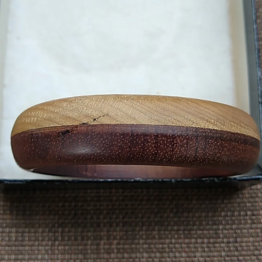 Vintage Two Tone Wood Bracelet Brown - Image 4