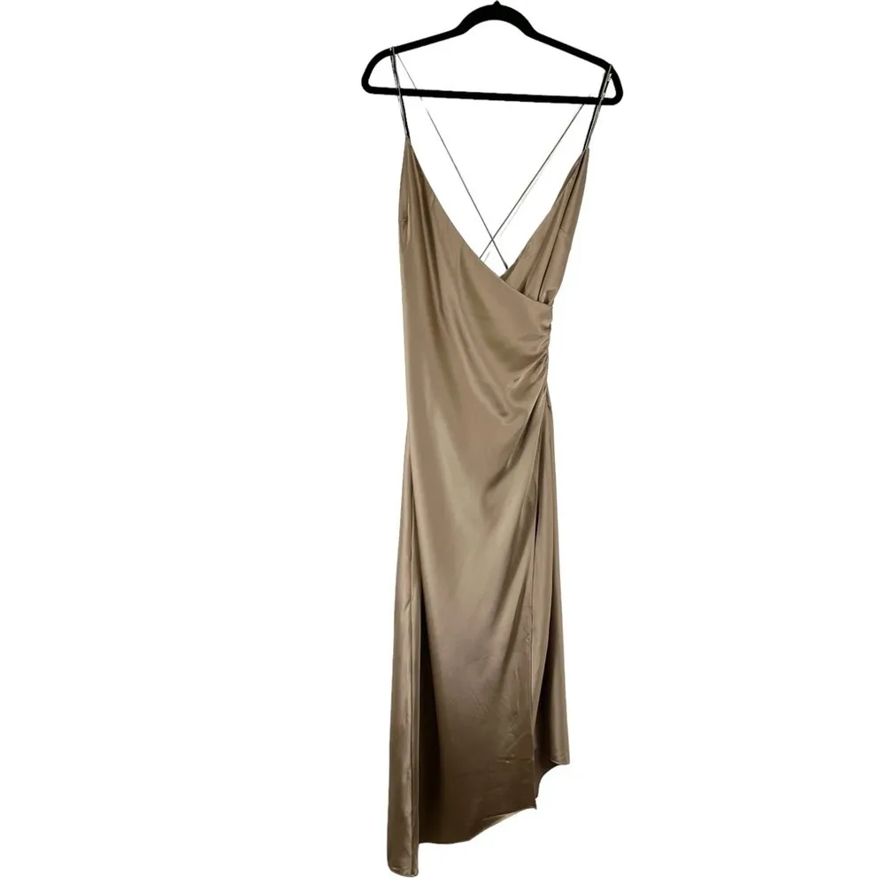 Revolve SER.O.YA by Retrofete Silk Emma Dress in Natural Tan Gold Size Large Brown - Image 4