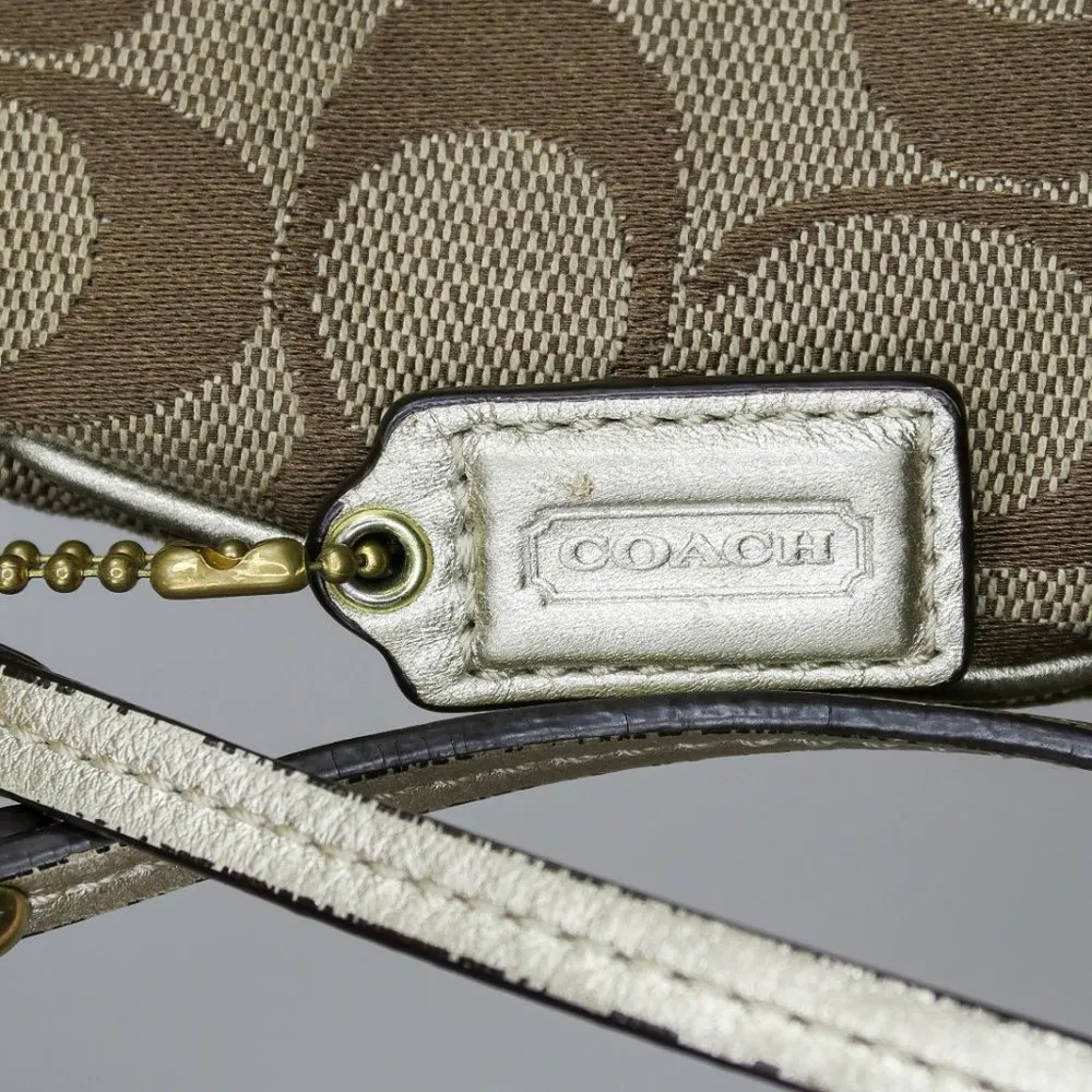 Vintage Coach Signature Canvas Brown Pleated Wristlet Purse - Image 8