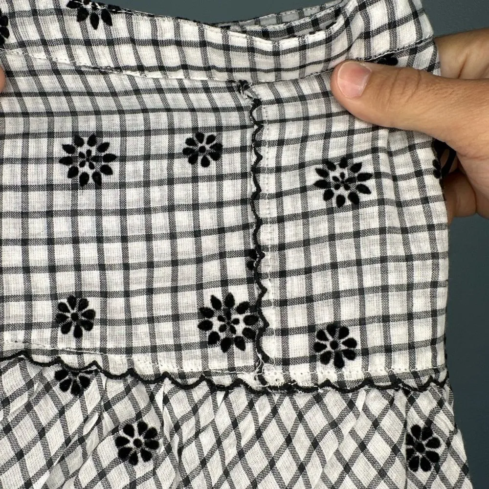 LOVESHACKFANCY Amy Gingham Ruffle Floral Mini Skirt Size L Dark Romantic Goblin - Image 6