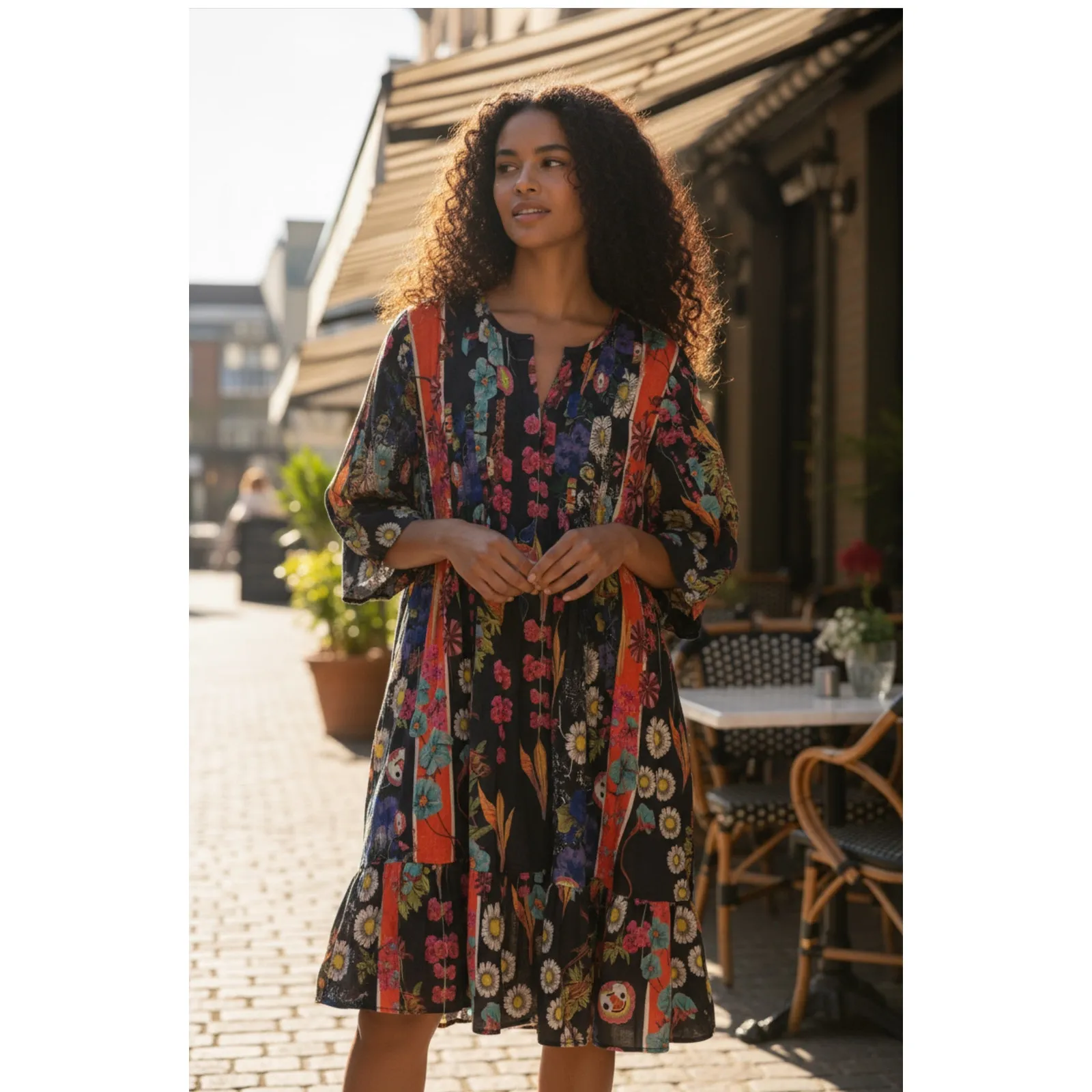 Cynthia Rowley  Pleated Button Up Flutter Sleeve Dress Multi Size Medium Long - Image 2