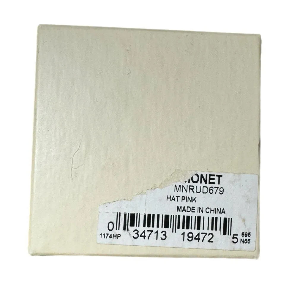 Vintage MONET Signed Pink Rhinestone Gold Plated Hat Brooch Pin New In Box - Image 4