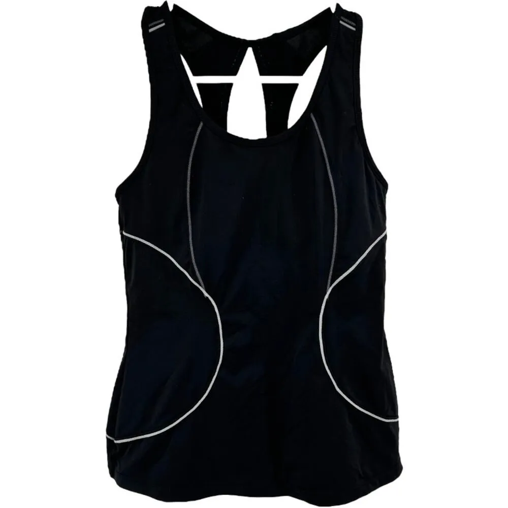 Athleta Energy Tank Top Back Zip Pocket Racerback Scoop Neck Athletic Black S - Image 2