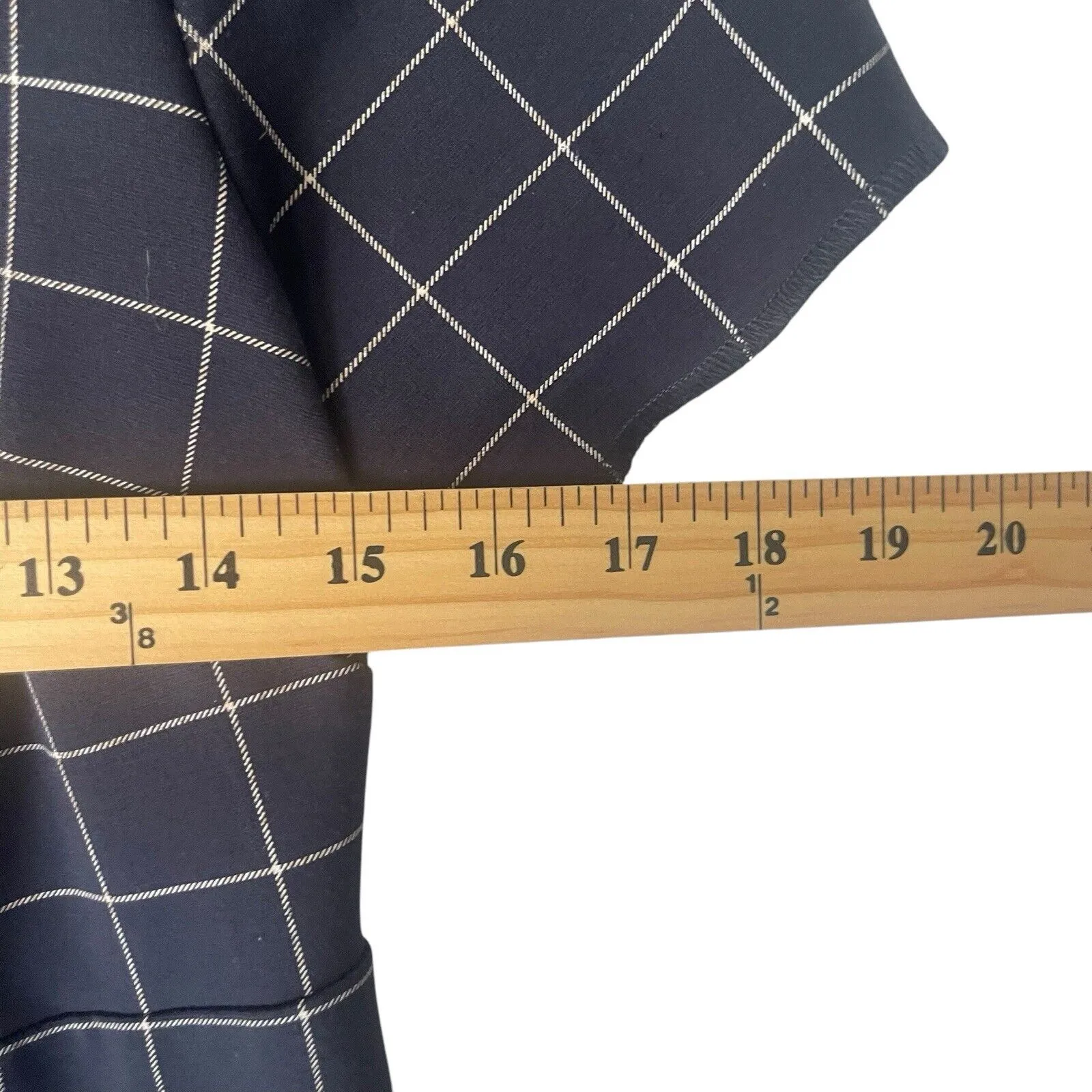 Ann Taylor Size 4 Navy‎ Blue Plaid Office Career Shealth Above Knee Dress - Image 8